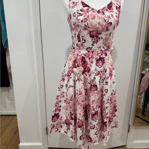Floral Pink A-Line Midi Dress